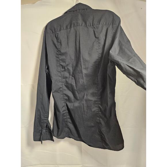 H&M Mens Size “M” Black Slim Fit Button Front Collared Dress Shirt Easy Iron - Picture 6 of 12